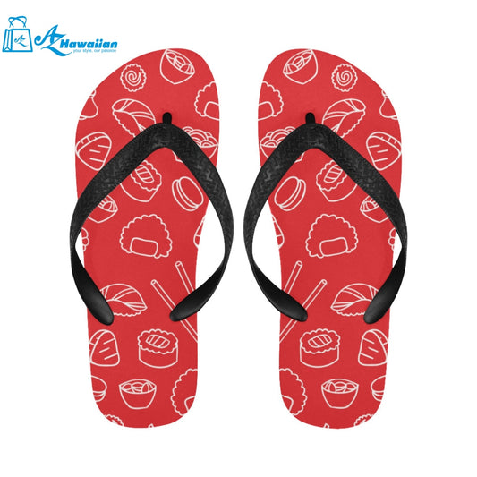 sushi pattern red background Unisex Flip Flops