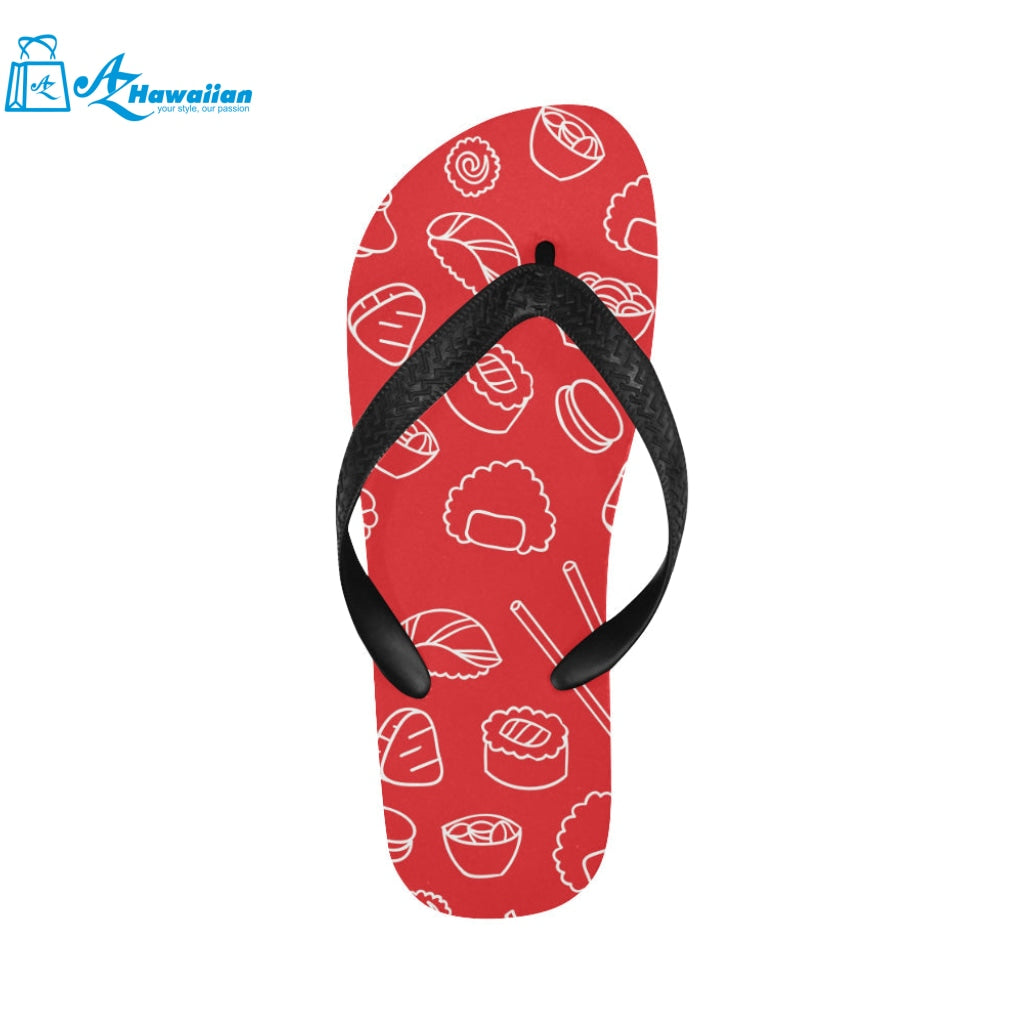 sushi pattern red background Unisex Flip Flops