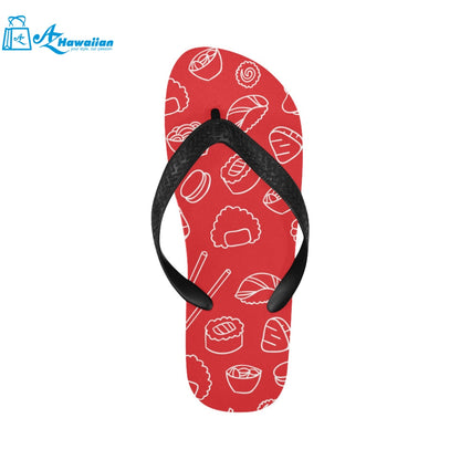 sushi pattern red background Unisex Flip Flops