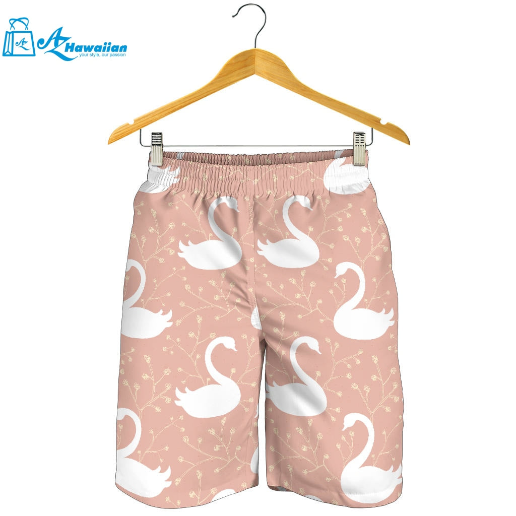 Swan Flower Light Pink Background Men Shorts