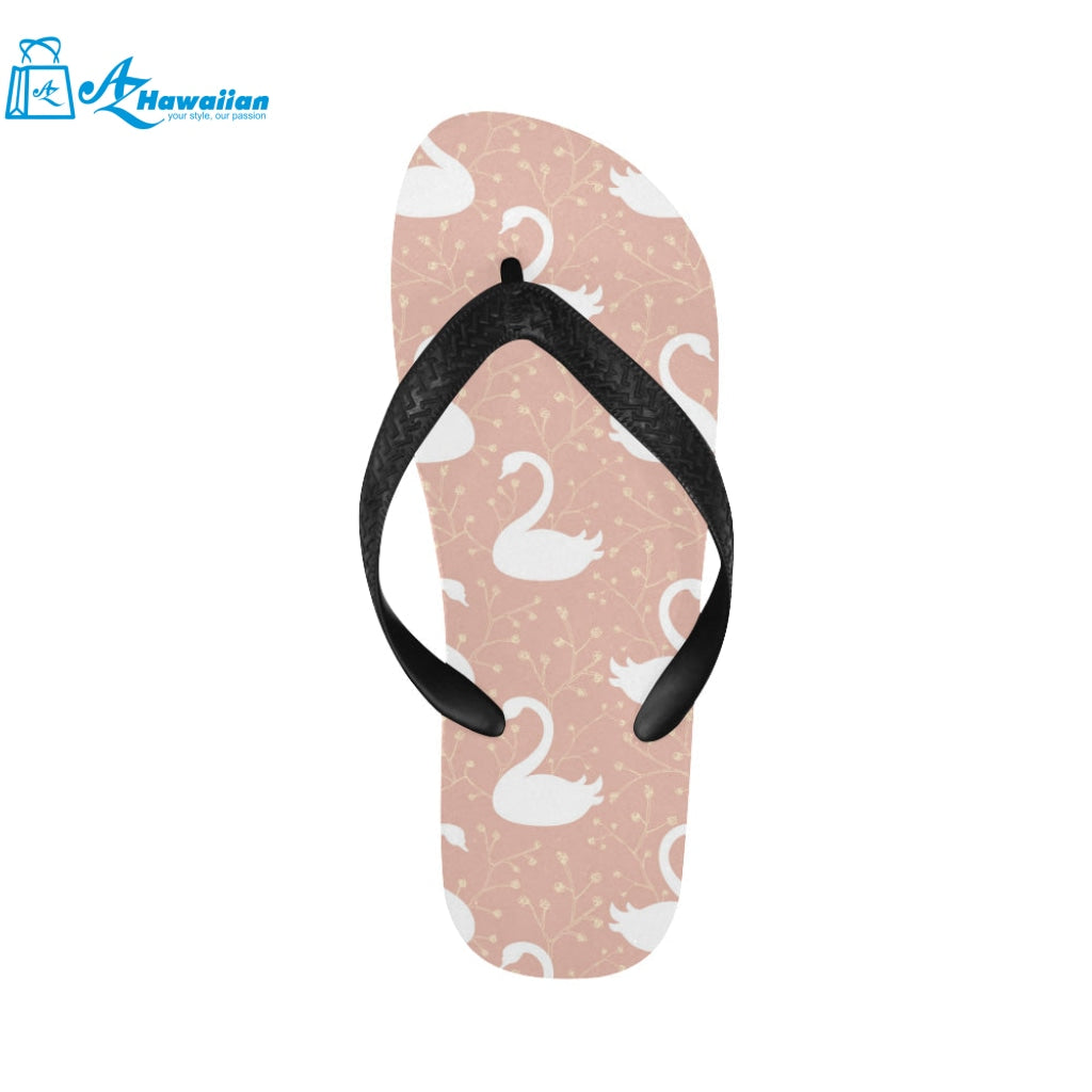 Swan flower light pink background Unisex Flip Flops