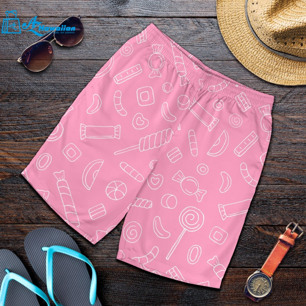 Sweet Candy Pink Background Men Shorts