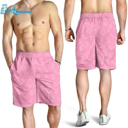 Sweet Candy Pink Background Men Shorts