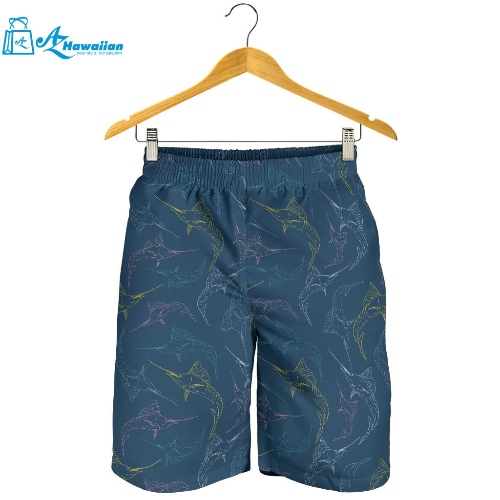 Swordfish Pattern Print Design 02 Men Shorts