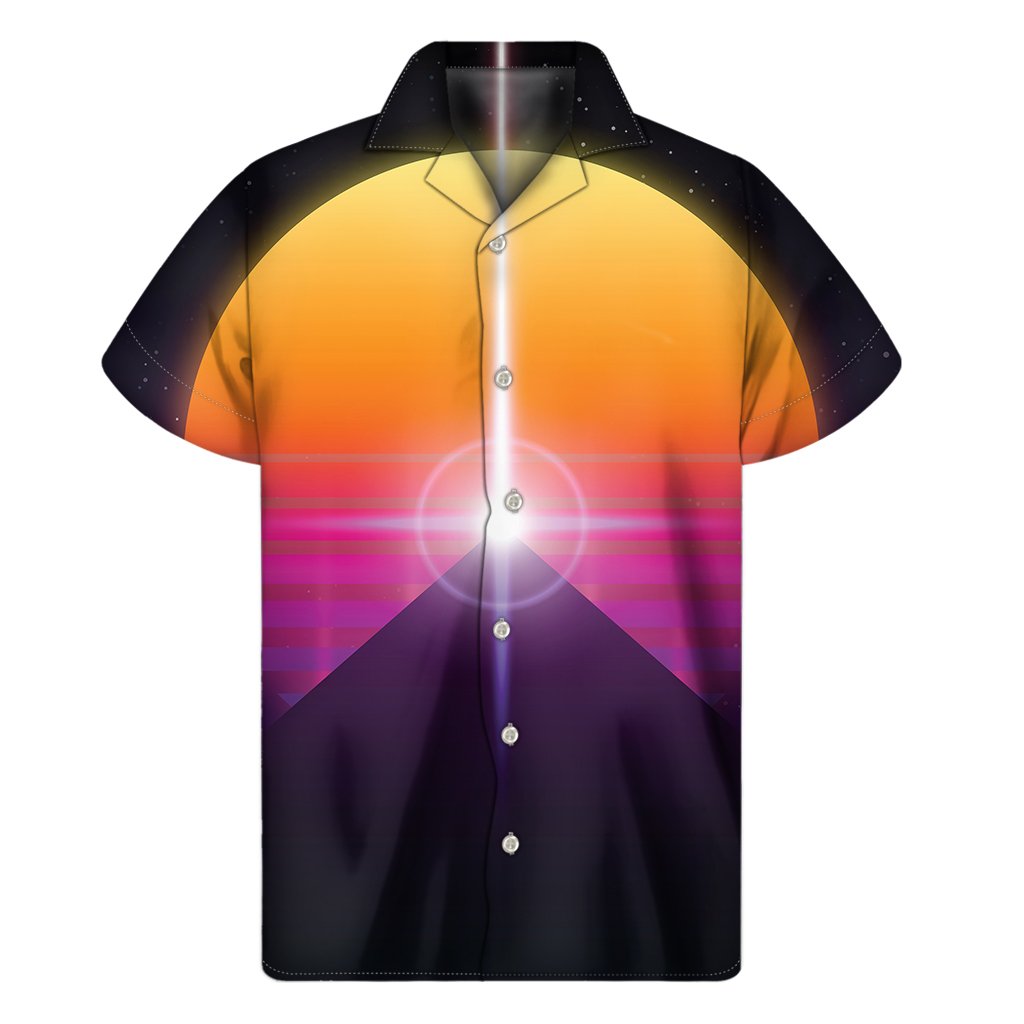 Synthwave Pyramid Print Mens Short Sleeve Shirt Hawaiian