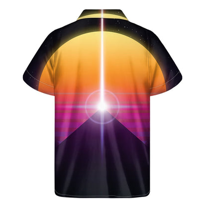 Synthwave Pyramid Print Mens Short Sleeve Shirt Hawaiian