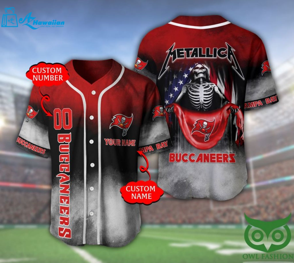 Tampa Bay Buccaneers 3D Personalized Gift, Custom Name Number Metallica Baseball Jersey