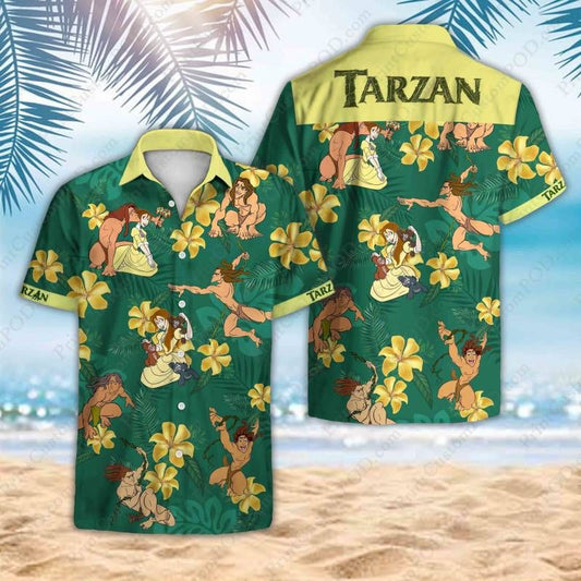 Tarzan Hawaiian Graphic Print Short Sleeve 