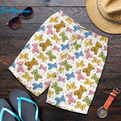 Teddy Bear Pattern Print Design 01 Men Shorts