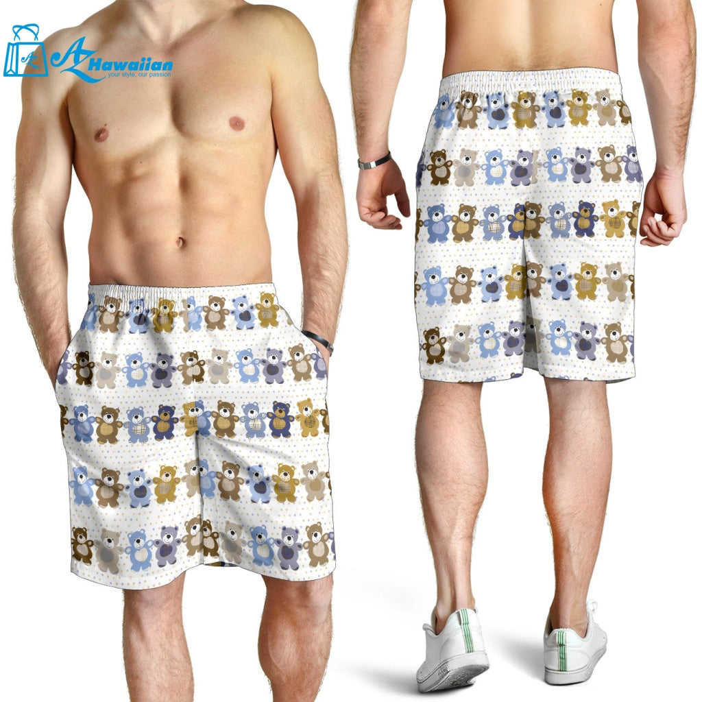 Teddy Bear Pattern Print Design 02 Men Shorts