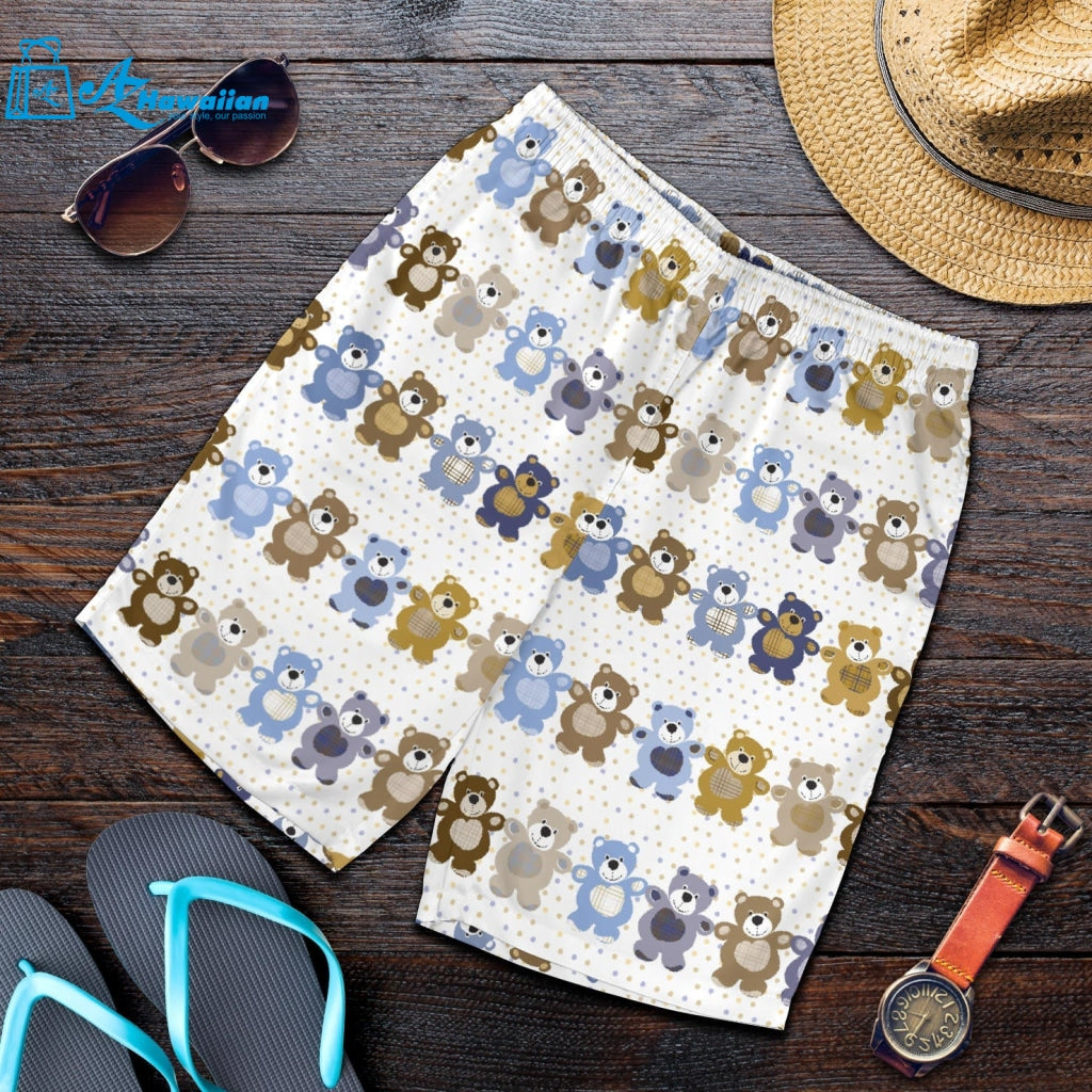 Teddy Bear Pattern Print Design 02 Men Shorts