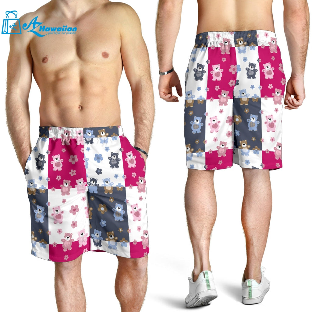 Teddy Bear Pattern Print Design 03 Men Shorts