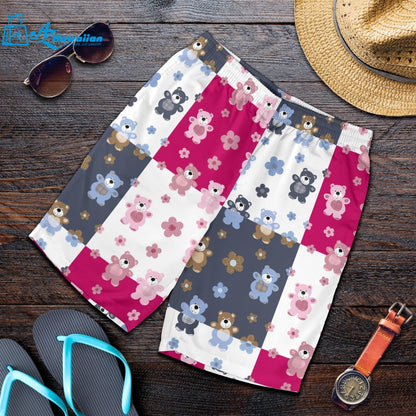 Teddy Bear Pattern Print Design 03 Men Shorts