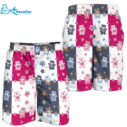 Teddy Bear Pattern Print Design 03 Men Shorts