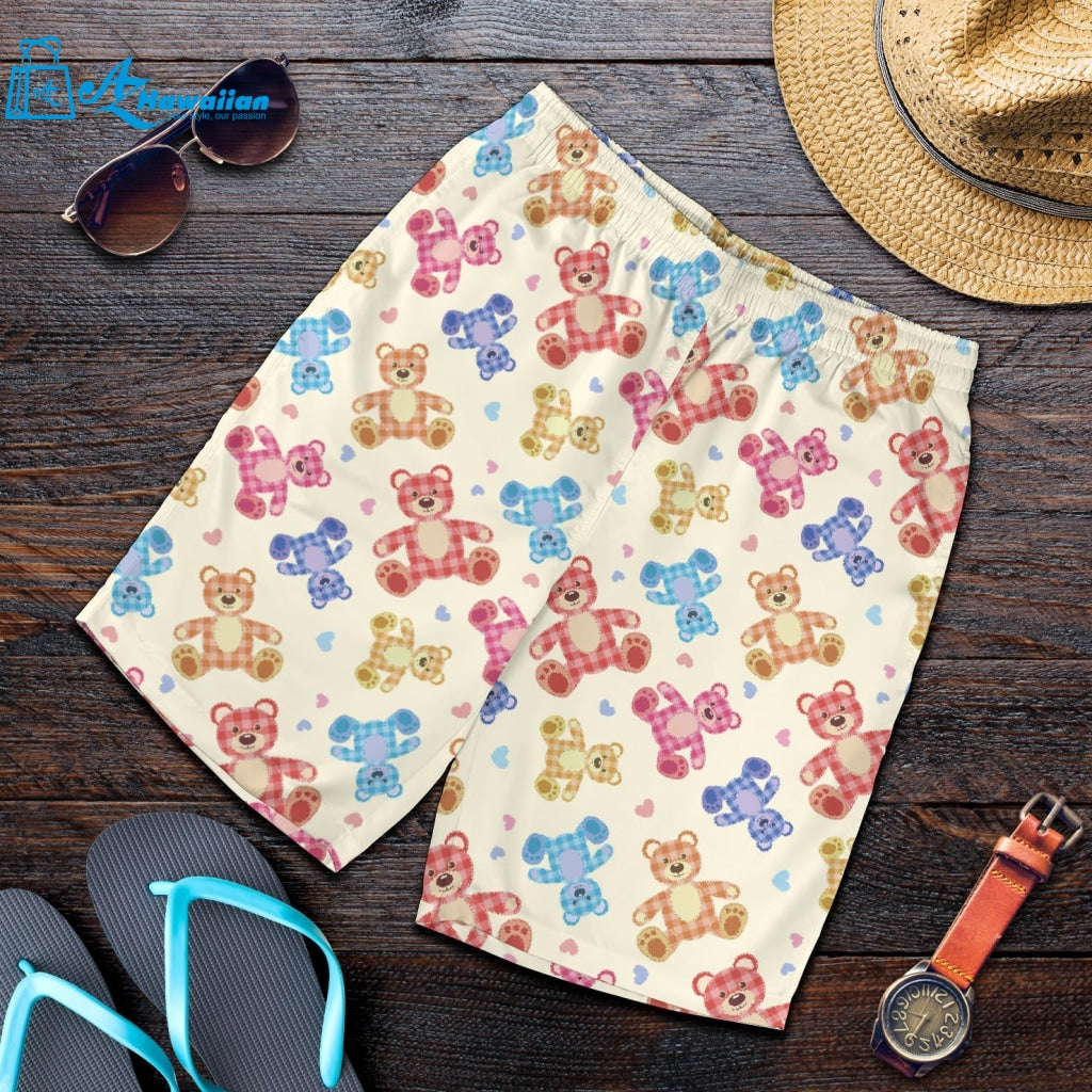 Teddy Bear Pattern Print Design 05 Men Shorts