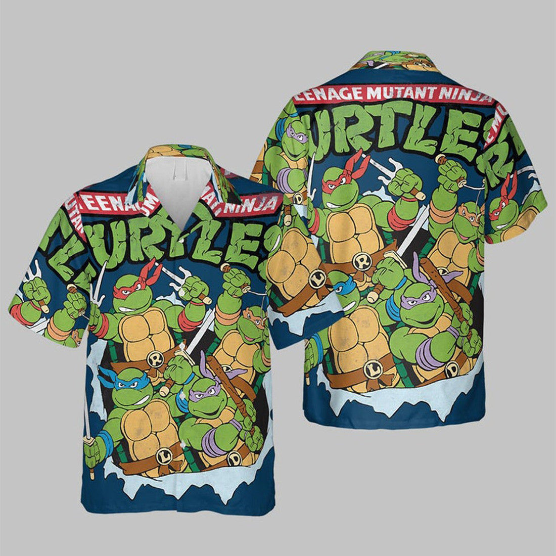 Teenage Mutant Ninja Turtles break through Style Hawaiian Graphic Print Short Sleeve 