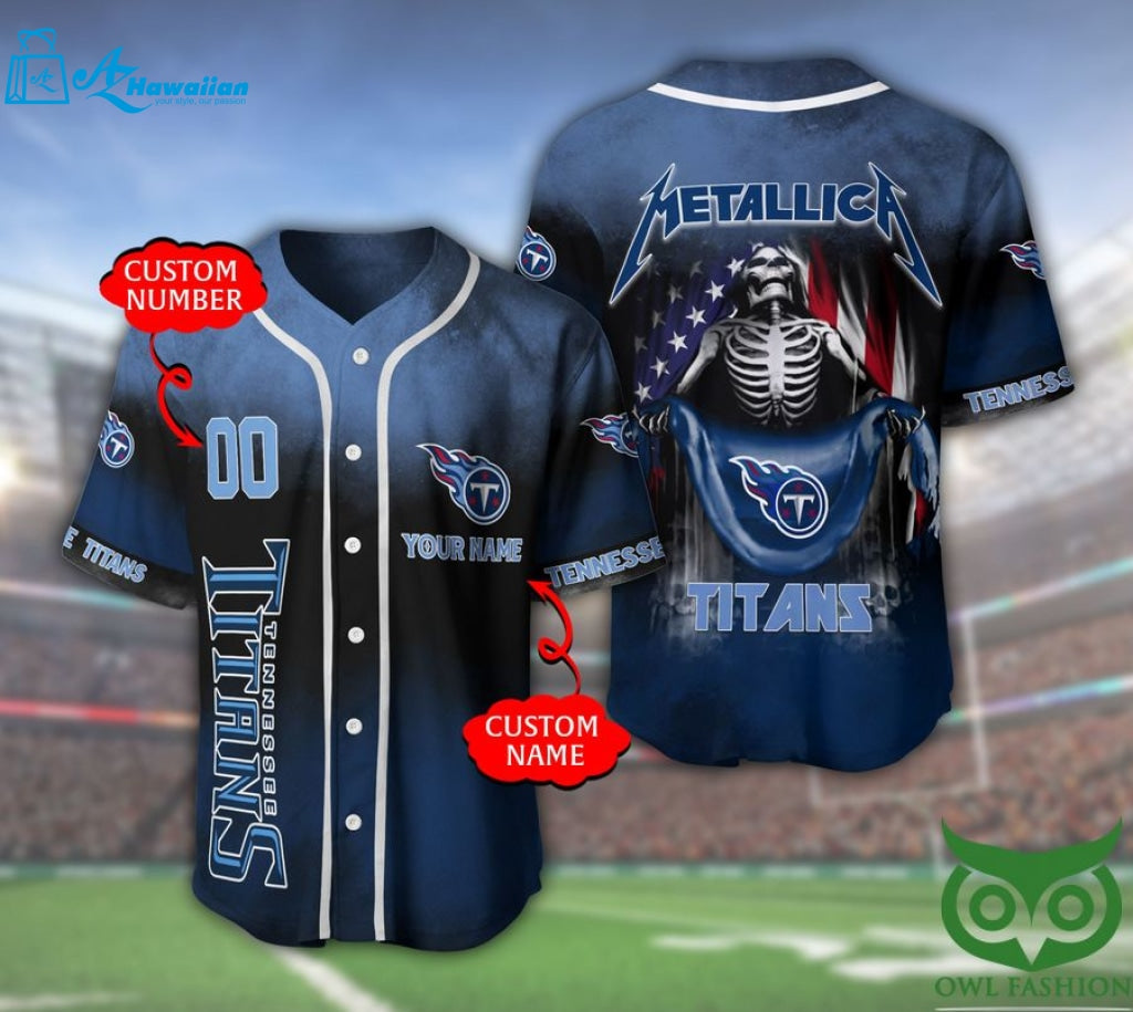 Tennessee Titans 3D Personalized Gift, Custom Name Number Metallica Baseball Jersey