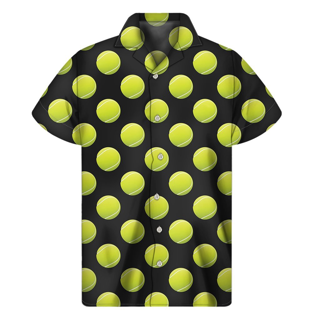 Tennis Balls Pattern Print Mens Short Sleeve Shirt Hawaiian