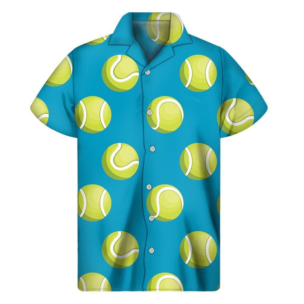 Tennis Theme Pattern Print Mens Short Sleeve Shirt Hawaiian