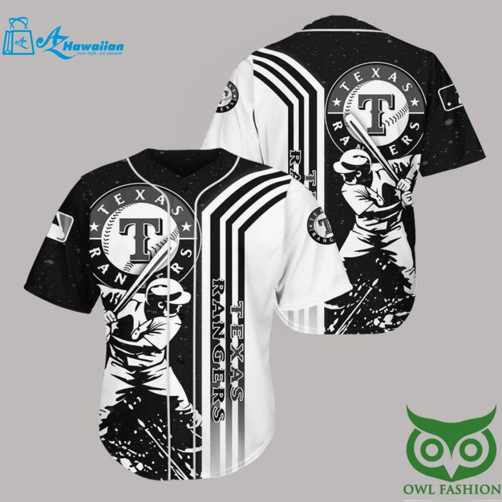 Texas Rangers White n Black Baseball Jersey Shirt