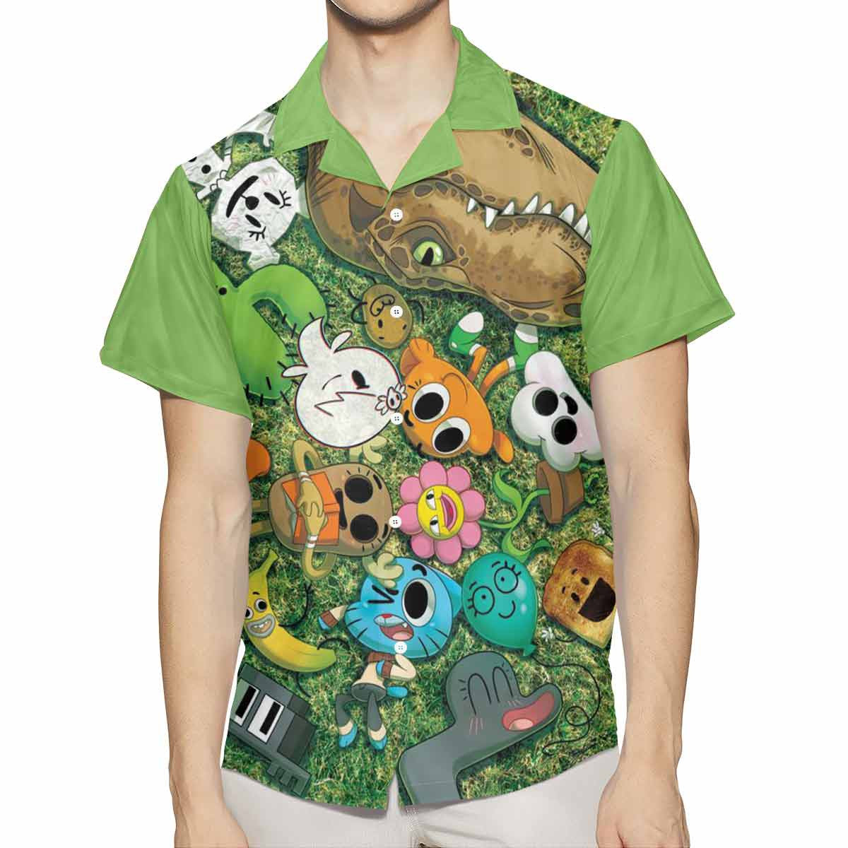 The Amazing World of Gumball With Friend Cartoon Fan Gift,The Amazing World of Gumball Hawaiian Graphic Print Short Sleeve 