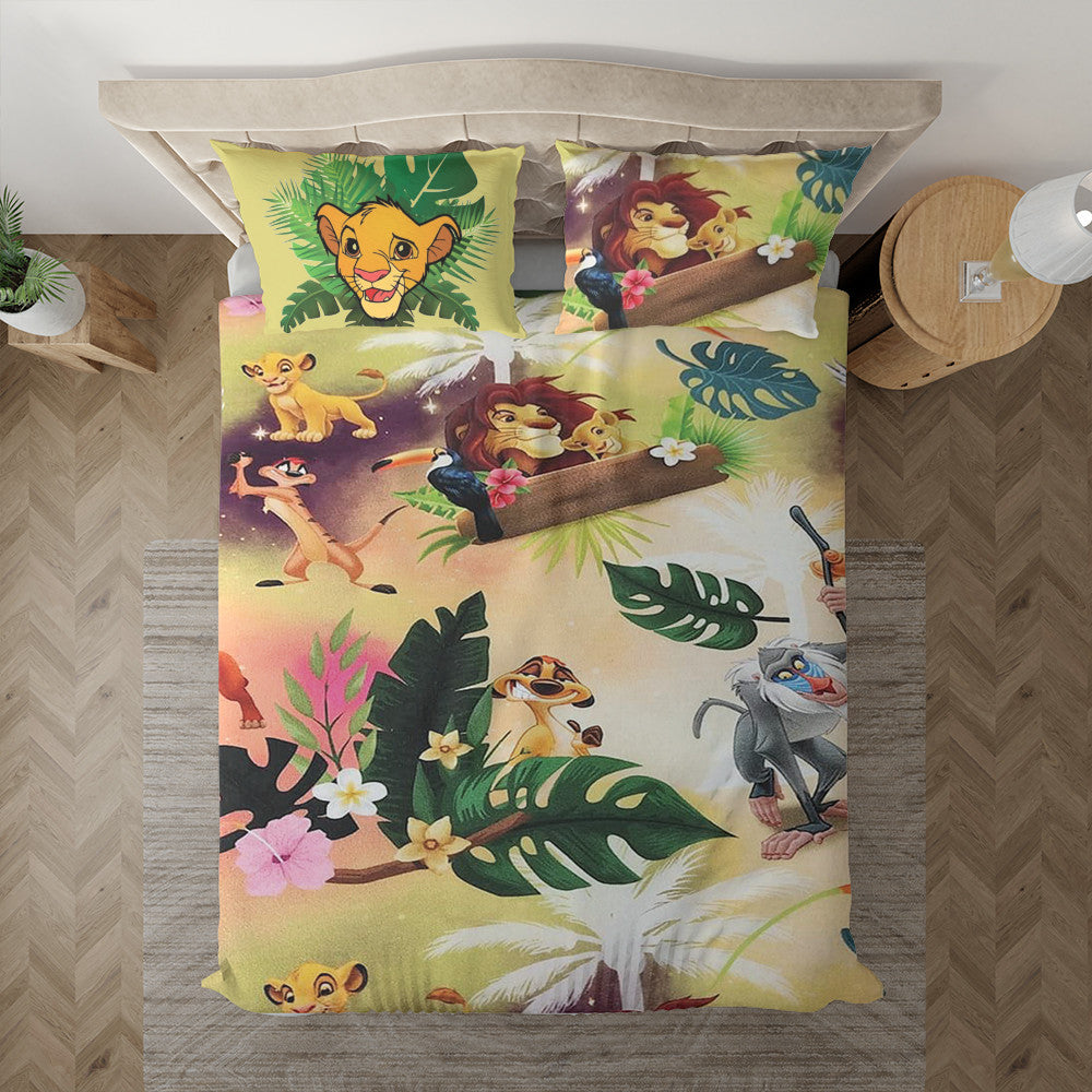 The Lion King Cartoon Fan Gift, The Lion King Hawaiian Tropical Flower Duvet Quilt Bedding Set