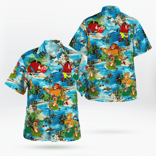 The Lion King Dancing 7 Fan Gift,The Lion King Dancing Hawaiian Graphic Print Short Sleeve 