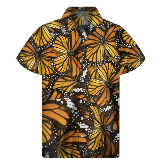 Tiger Monarch Butterfly Pattern Print Mens Short Sleeve Shirt Hawaiian