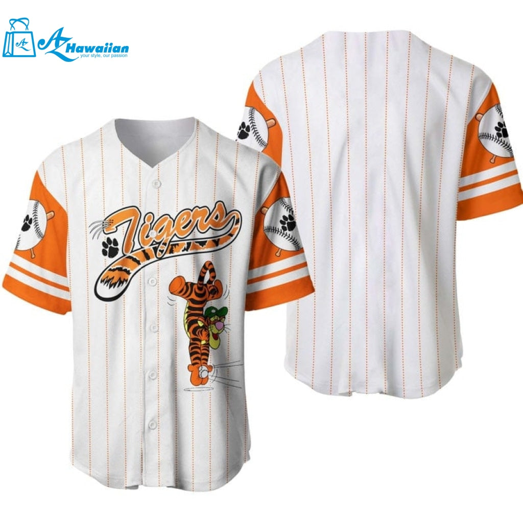 Tigger Tiger Winnie The Pooh All Over Print Pinstripe Baseball Jersey 