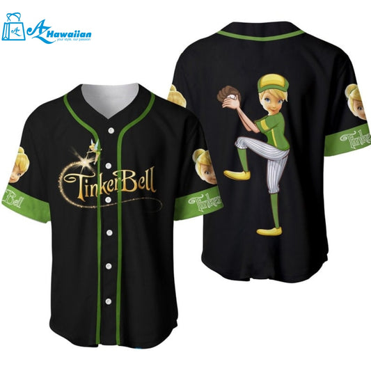 Tinker Bell Disney Cartoon Graphics All Over Print Unisex Baseball Jersey 