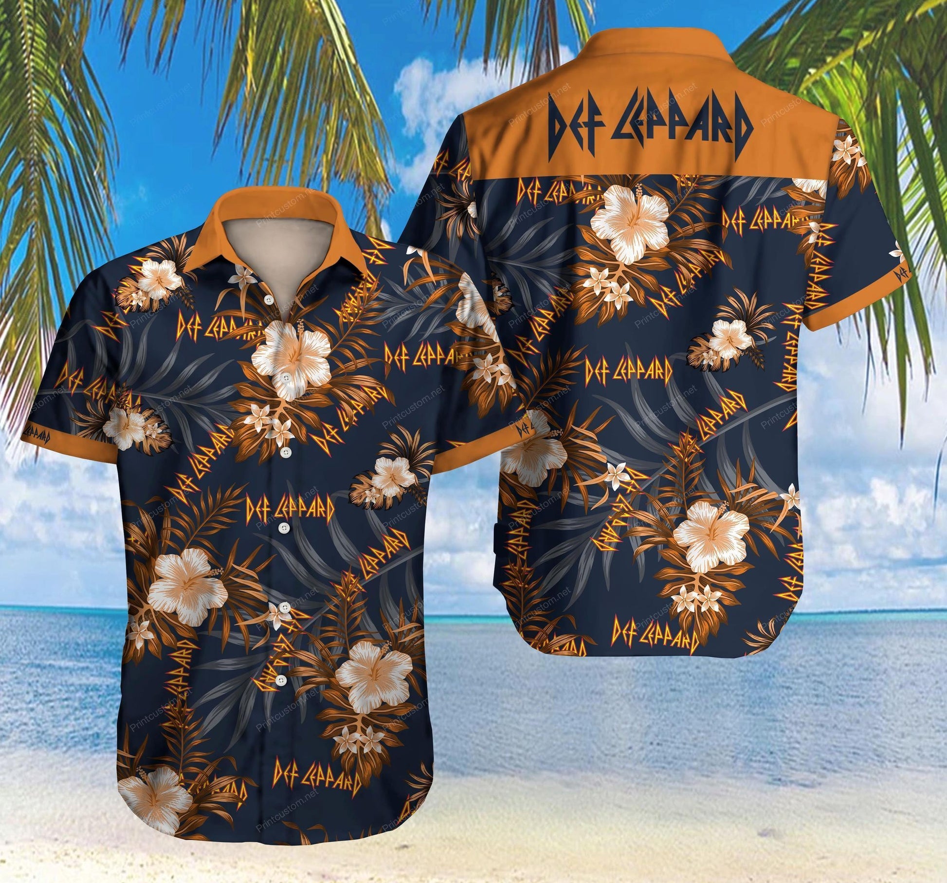 Tlmus Def Leppard Hawaiian Graphic Print Short Sleeve 