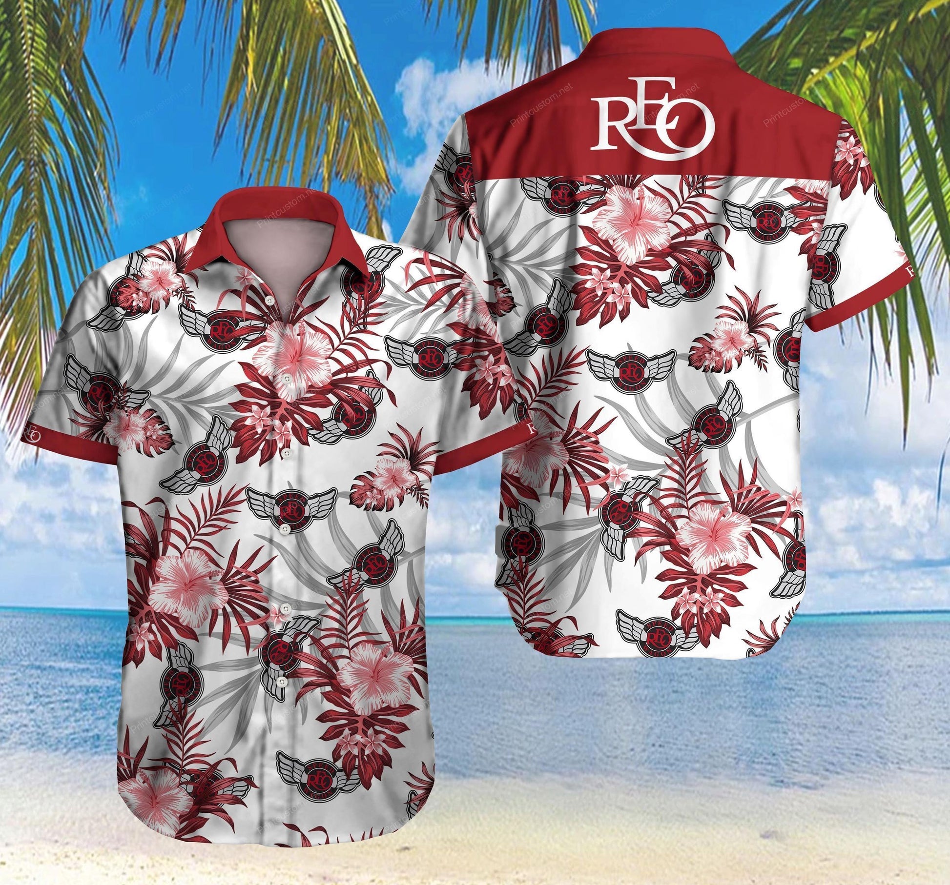 Tlmus reo Speedwagon Hawaiian Graphic Print Short Sleeve 