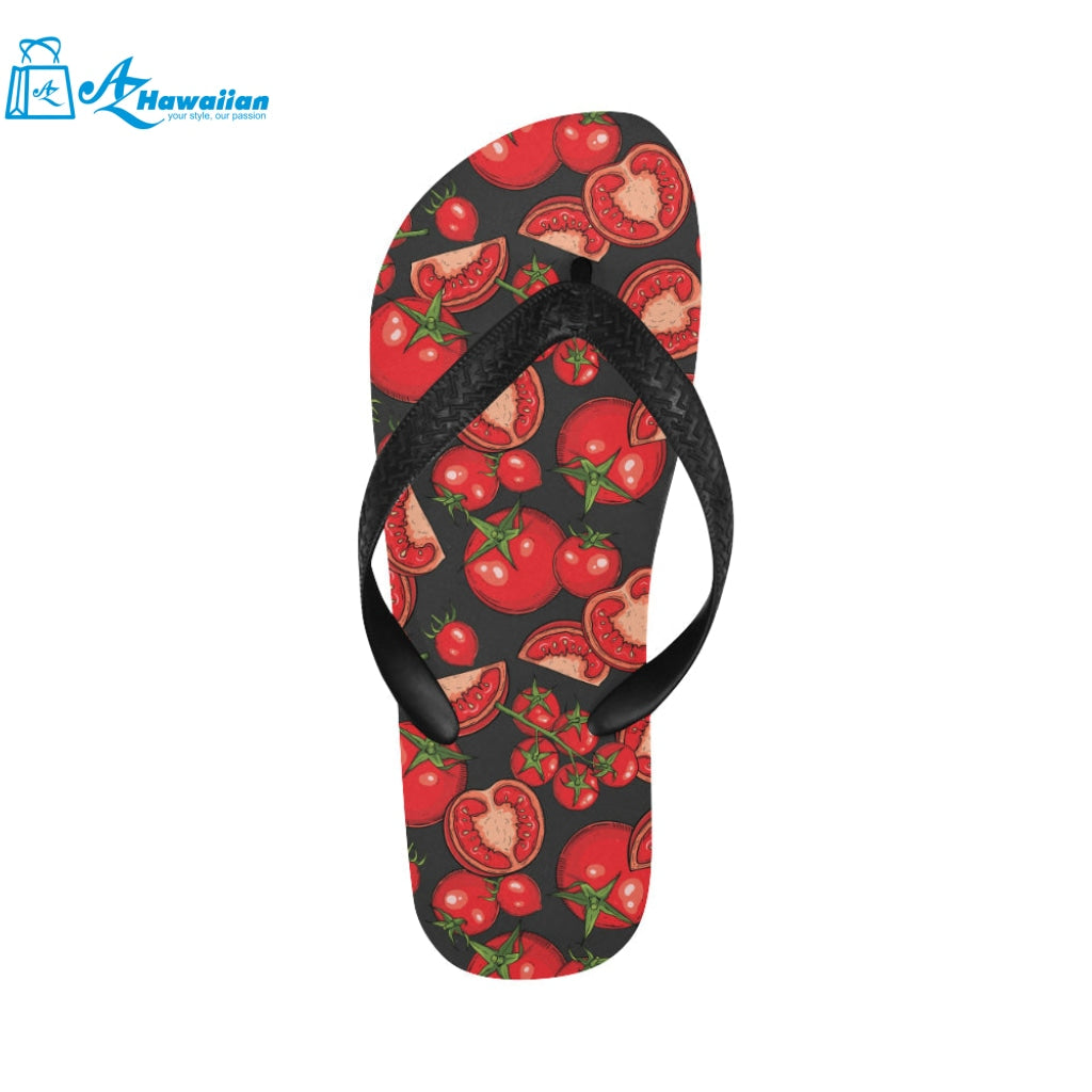 Tomato black background Unisex Flip Flops