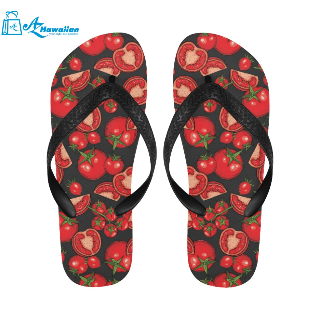 Tomato black background Unisex Flip Flops