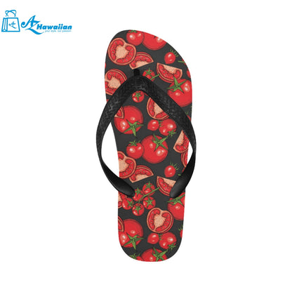 Tomato black background Unisex Flip Flops