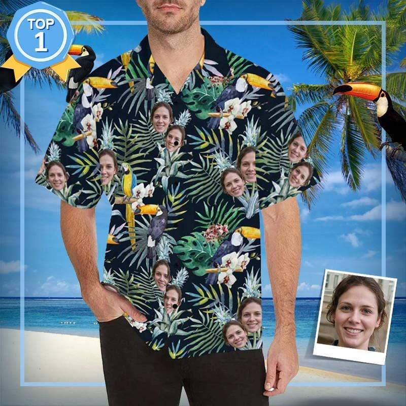 Personalised Christmas Shirts Australia Best Couple Gift Custom Face Flower Parrot Hawaiian Shirt