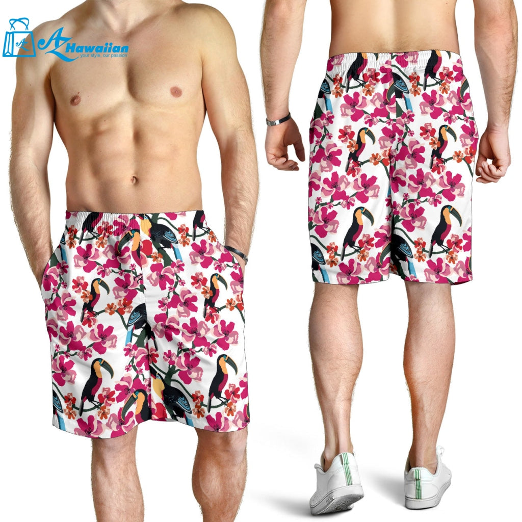 Toucan Flower Design Pattern Men Shorts