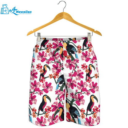 Toucan Flower Design Pattern Men Shorts