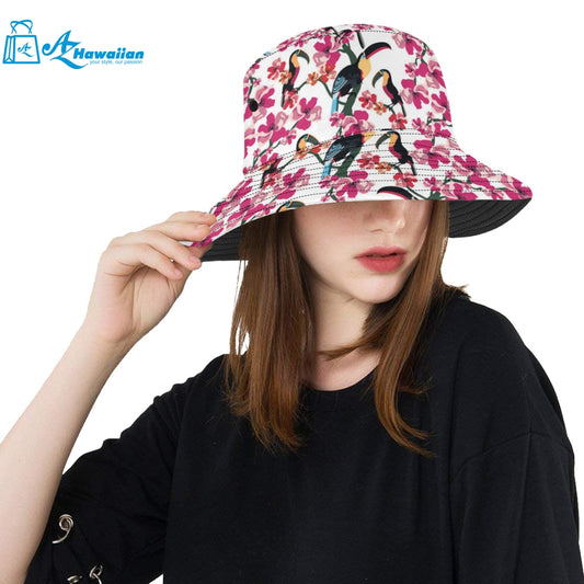 Toucan flower design pattern Unisex Bucket Hat