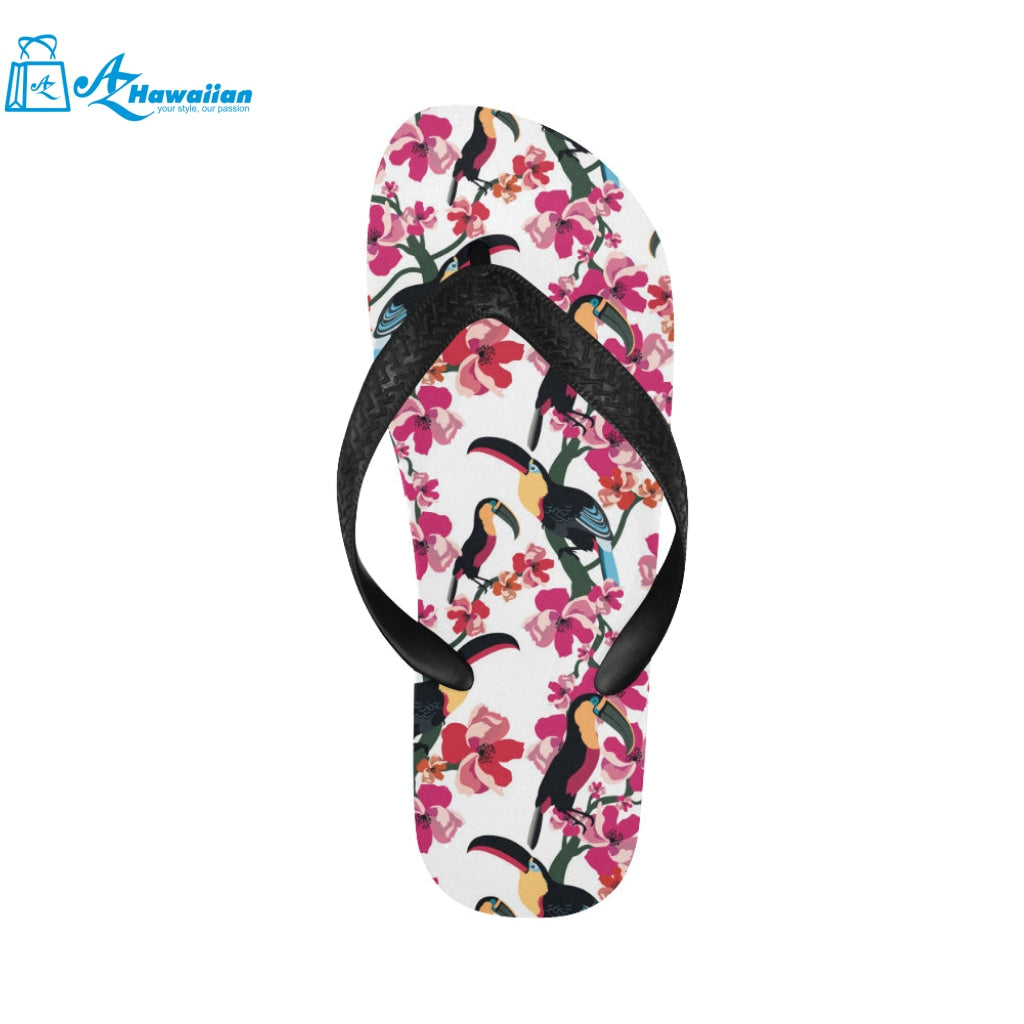 Toucan flower design pattern Unisex Flip Flops