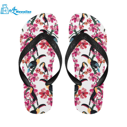 Toucan flower design pattern Unisex Flip Flops