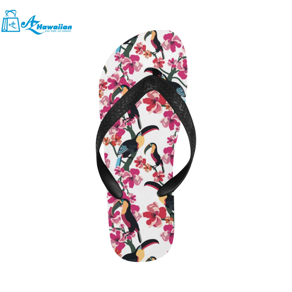 Toucan flower design pattern Unisex Flip Flops