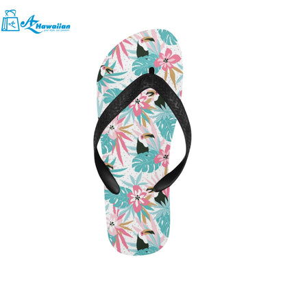 Toucan tropical flower leave pattern Unisex Flip Flops