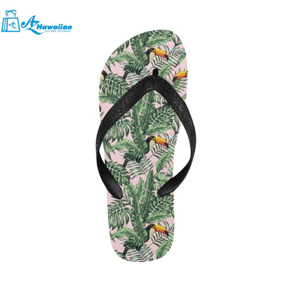 Toucan tropical green jungle palm pattern Unisex Flip Flops