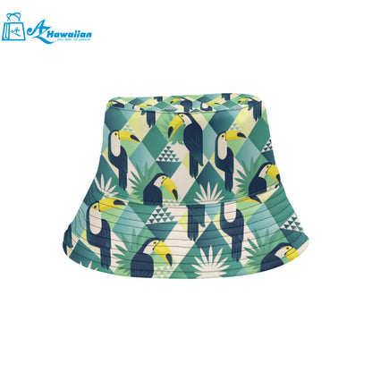 Toucan tropical leaves design pattern Unisex Bucket Hat