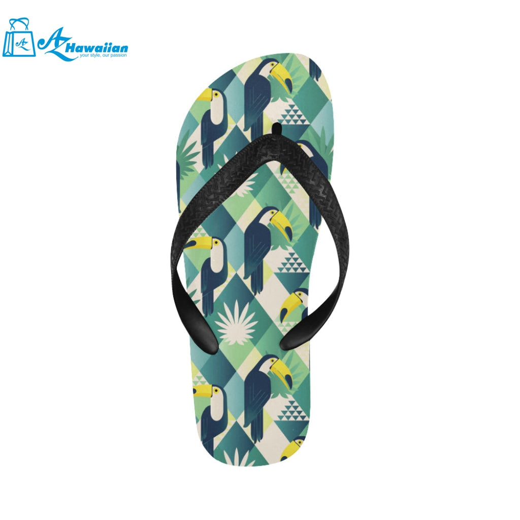 Toucan tropical leaves design pattern Unisex Flip Flops