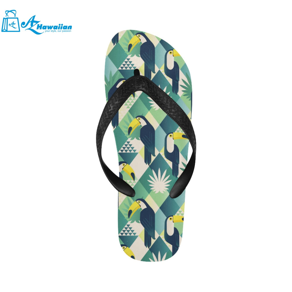 Toucan tropical leaves design pattern Unisex Flip Flops