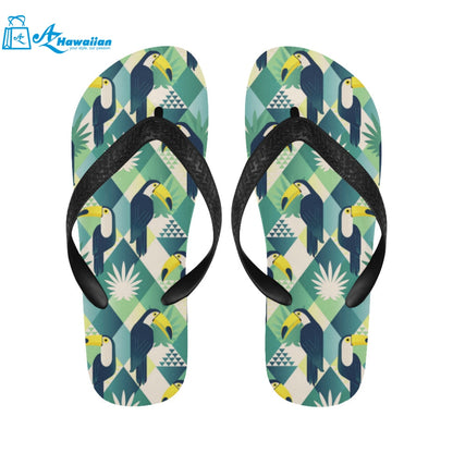 Toucan tropical leaves design pattern Unisex Flip Flops