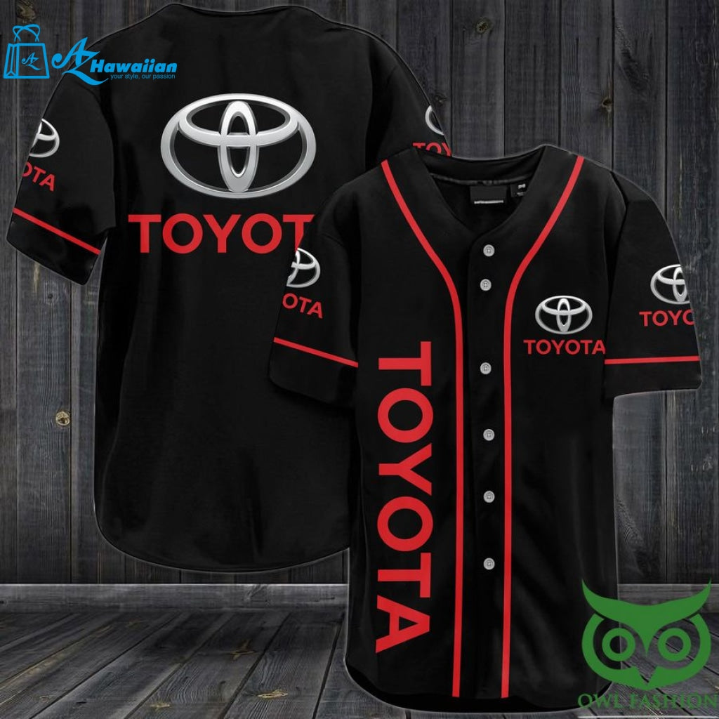 TOYOTA Black and Red Baseball Jersey Shirt