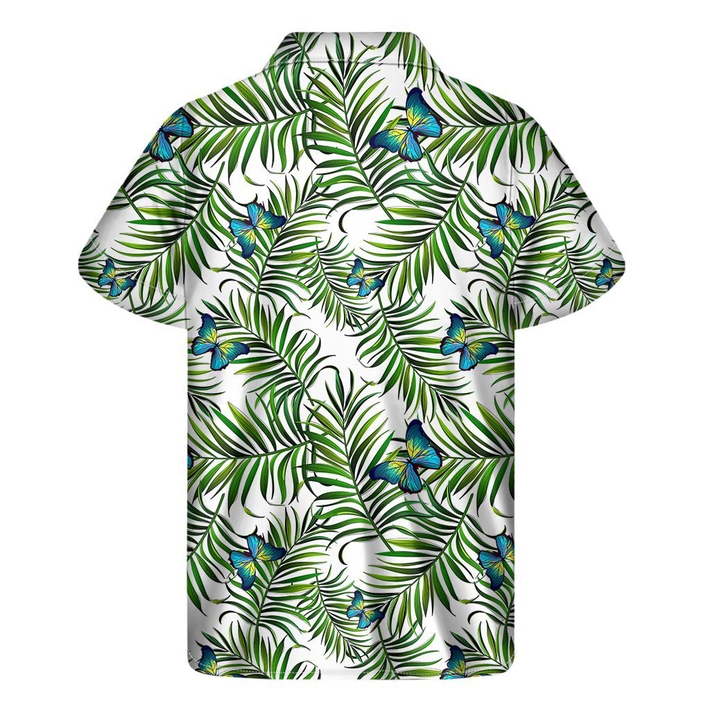 Tropical Butterfly Pattern Print Mens Short Sleeve Shirt Hawaiian